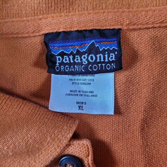 Patagonia Organic Cotton Short Sleeve Polo‎ Shirt Orange Mens Size XL - Picture 2 of 9